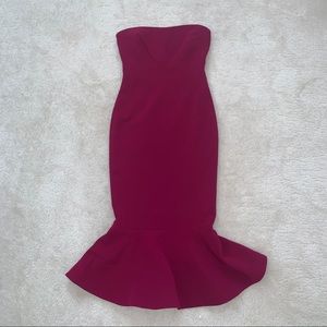 NWT Cinq A Sept Strapless Mermaid Dress Plum Red